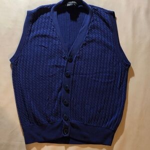 Guess Navy Cable-Knit Button Vest
